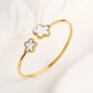 Hot Sale Simple Shell Five-Leaf Flower Stainless Steel Open Bangle Fashion For Woman Non Fading Clover Jewelry Party Gift Female