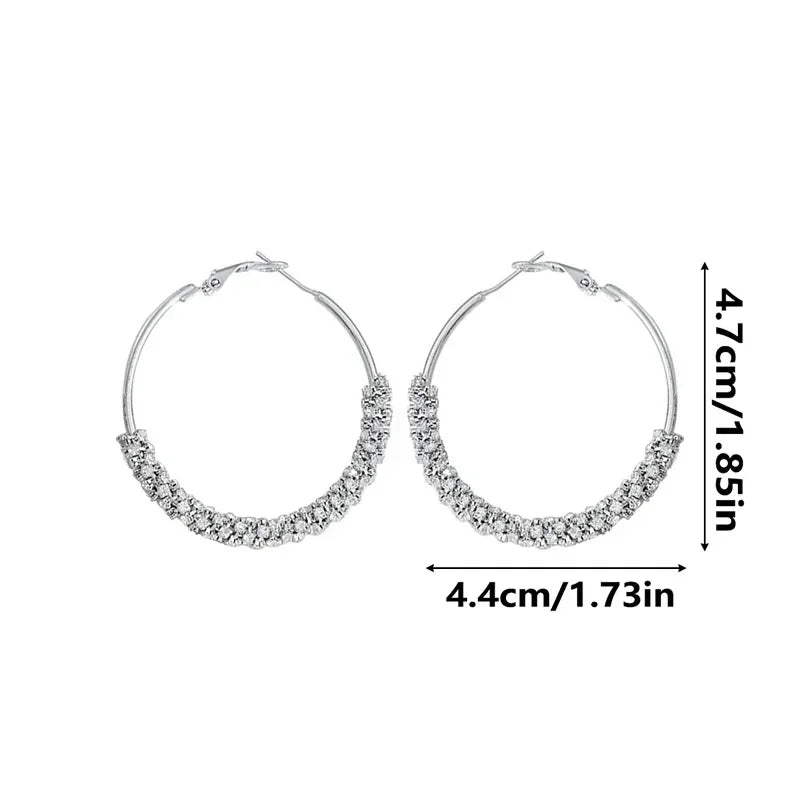 Cute Female White Zircon Stone Hoop Earrings Fashion Female Gold Color Wedding Jewelry for Women