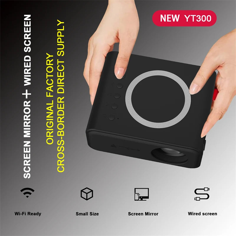Halloween Gift New YT300 Entertainment Portable Projector 320*240P Wire&Wireless Screen Mirroring Home Gadgets Mini Projector