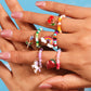 Aihua Korean Colorful Small Flower Ring Sets Bohemia Handmade Multi Beaded Rice Beads Finger Ring For Women Beach Jewelry Gifts