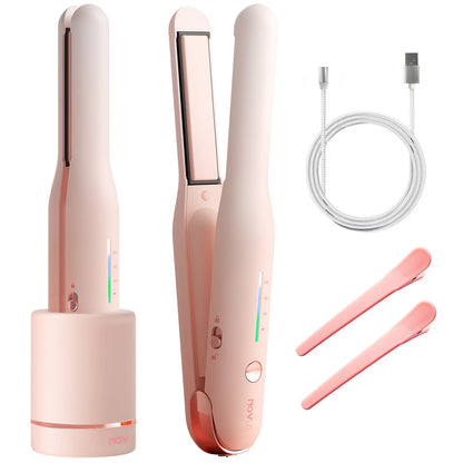 Cordless Hair Straightener, for Fine Soft Hair/Short Hair, Portable Ceramic Hair Straightener and Curler 2 in 1 for Travel