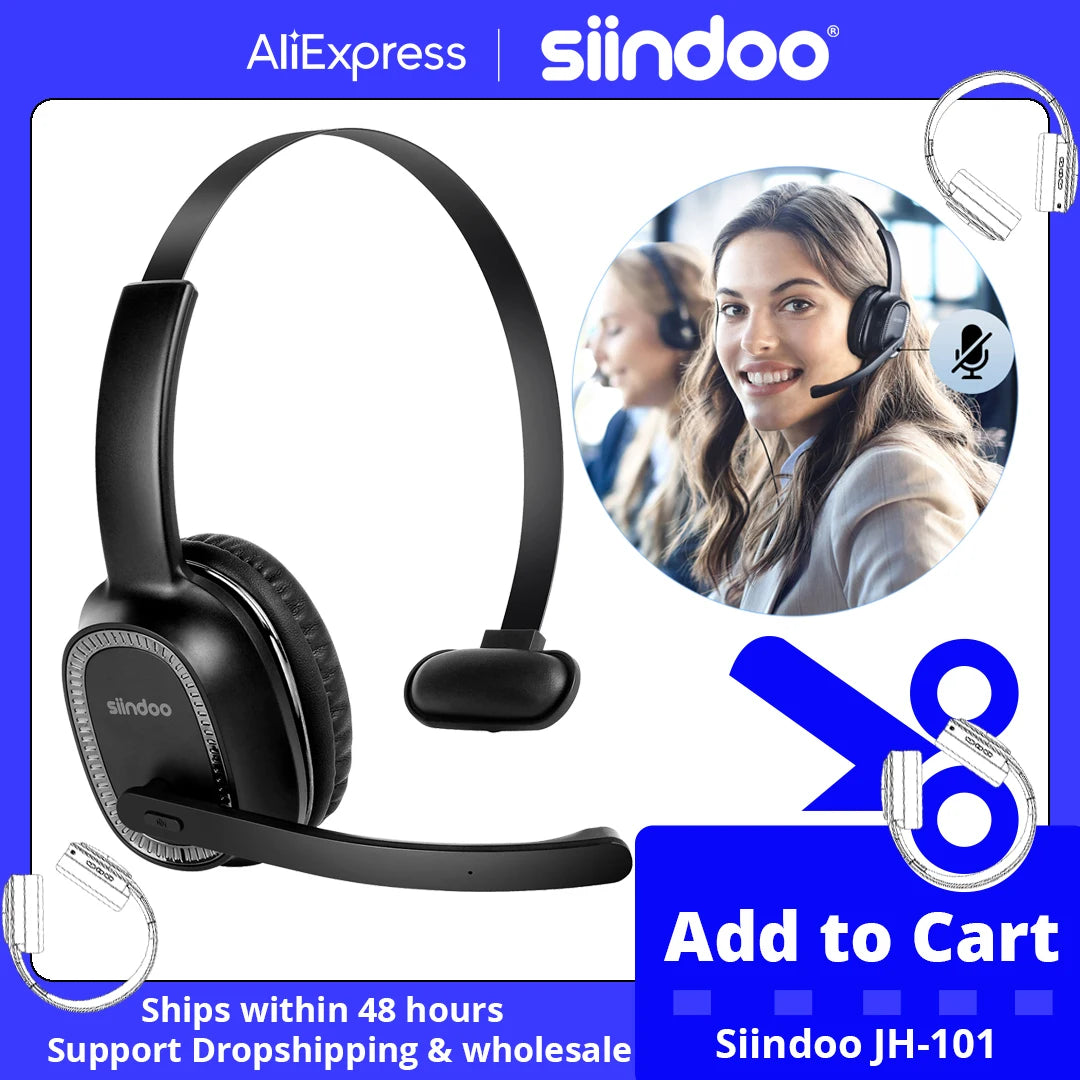 Siindoo JH-101 Call Center Headset with Mic Noise Cancelling Headphones for Telephone Counselling Services, Insurance, Hospitals