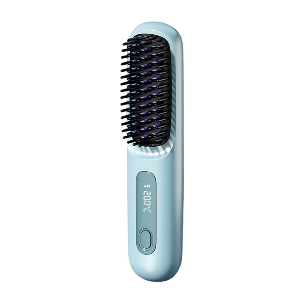 Cordless Travel Hair Straightener Rechargeable Heat Brush Portable Straightening Comb for Less Frizz Shinier & Smoother Hair