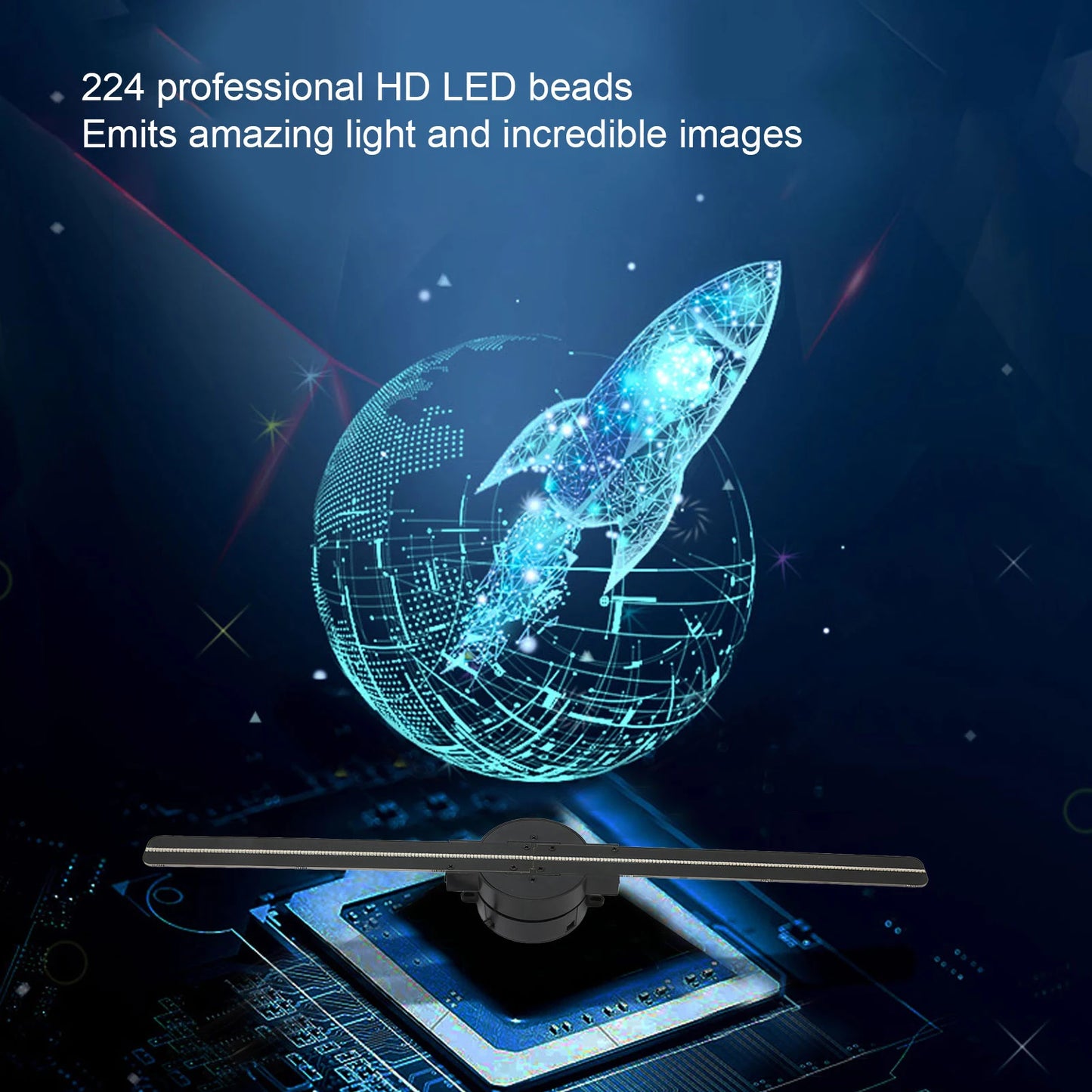 New WiFi 3D Hologram Fan 3D Hologram Projector 176 Degree Viewable Angle 100‑240V 2000x224 Stable Custom Editing for Business