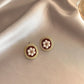 Vintage Dripping Oil Wine Red Retro Stud Earrings For Women Korean Pearl Flower Heart Shape Geometric Earring High Sense Jewelry