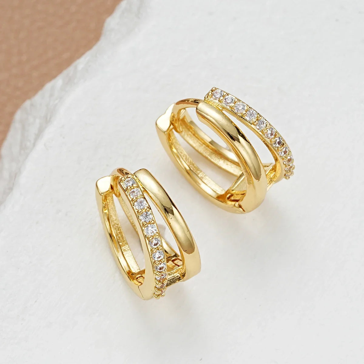 Fashion Gold Color Zircon Hoop Earrings for Women Boho Retro Geometric Statement Copper Metal Earrings Trendy Jewelry Gifts 2024
