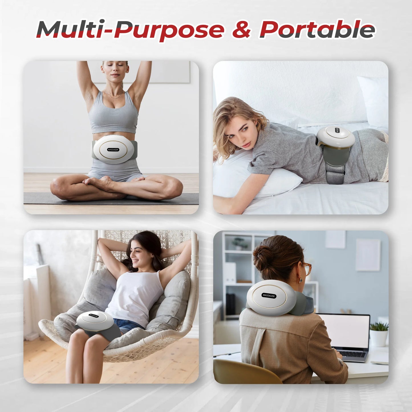 HOMEMASSA Abdominal Massager Electric Stomach Massager for Flattening Belly Multiple-use for Waist Abdomen Back Neck Leg 3 Modes
