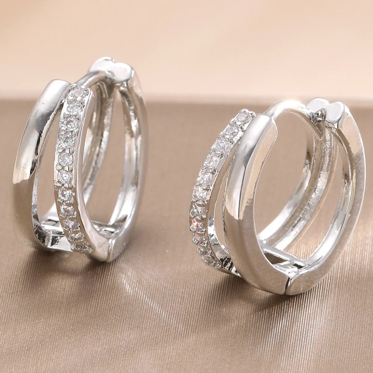 Fashion Gold Color Zircon Hoop Earrings for Women Boho Retro Geometric Statement Copper Metal Earrings Trendy Jewelry Gifts 2024