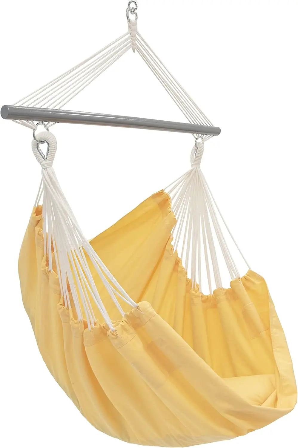 Deluxe Polyester Hammock Chair with Plush Cushions – Strong Polyester Ropes, Coated Spreader Bar, Built-in Pockets