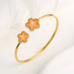 Hot Sale Simple Shell Five-Leaf Flower Stainless Steel Open Bangle Fashion For Woman Non Fading Clover Jewelry Party Gift Female