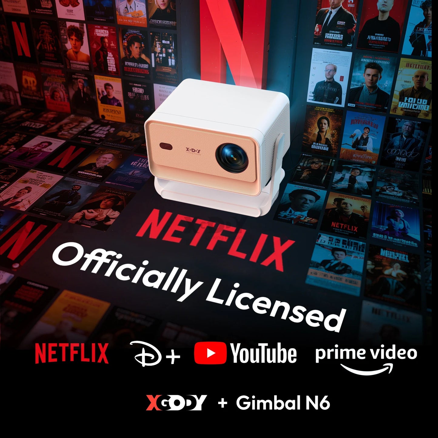 XGODY 4K Projector Netflix Official Android Full hd Beamer 1080P Projector Whale OS Dual Wifi 700 ANSI  BT5.0 Cinema Outdoor