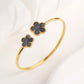 Hot Sale Simple Shell Five-Leaf Flower Stainless Steel Open Bangle Fashion For Woman Non Fading Clover Jewelry Party Gift Female