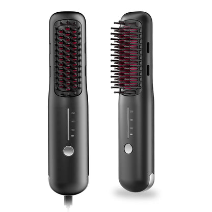 Porta Mini Hair Straightening Brush for Travel– Cordless & USB Rechargeable,Ionic Hot Comb for Frizz-Free Shine,Lightweight