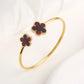 Hot Sale Simple Shell Five-Leaf Flower Stainless Steel Open Bangle Fashion For Woman Non Fading Clover Jewelry Party Gift Female