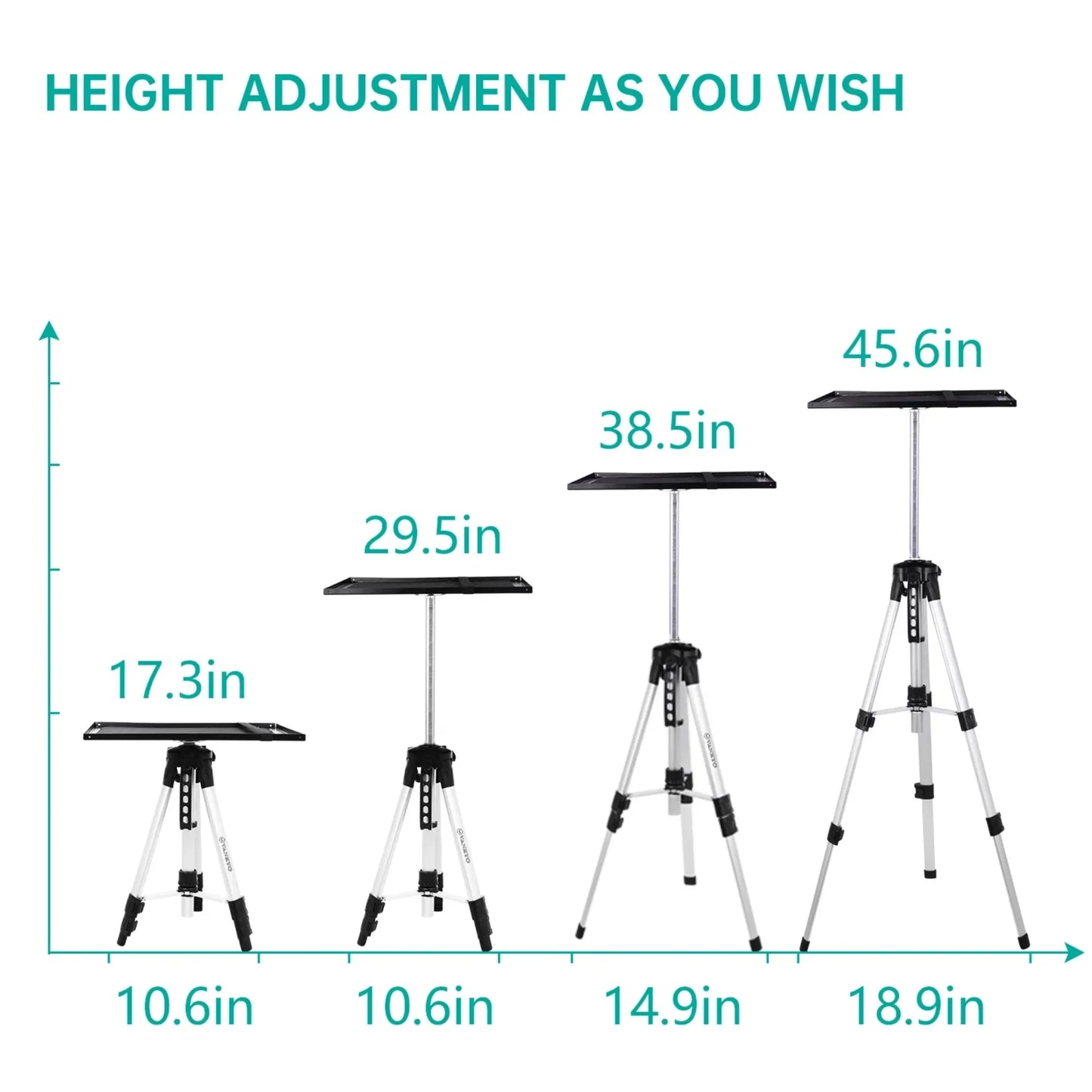 Portable Aluminum Projector Stand , Adjustable Height Tripod for Presentations, Easy to Carry and Set Up
