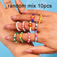 Aihua Korean Colorful Small Flower Ring Sets Bohemia Handmade Multi Beaded Rice Beads Finger Ring For Women Beach Jewelry Gifts
